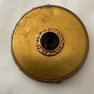 Vintage Gold Tone Compact with Black Center